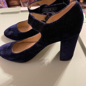 Blue Velvet Holiday Block Heels Size 10